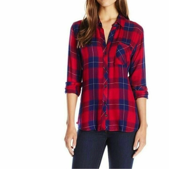 Rails Hunter Button Down in Ruby/Navy Check | Medium - Picture 1 of 6